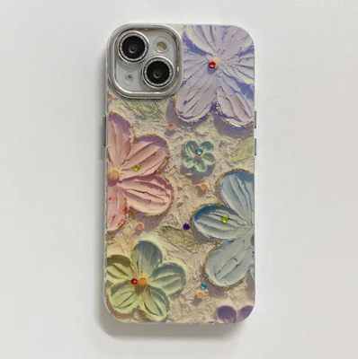 Blue Rhinestone Flower iPhone Case Shockproof Waterproof